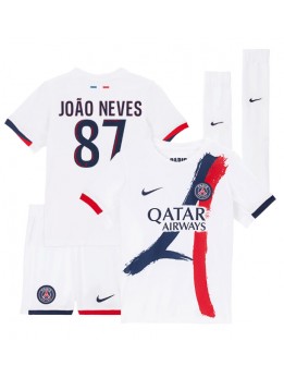 Paris Saint-Germain Joao Neves #87 Auswärts Trikotsatz für Kinder 2024-25 Kurzarm (+ Kurze Hosen)